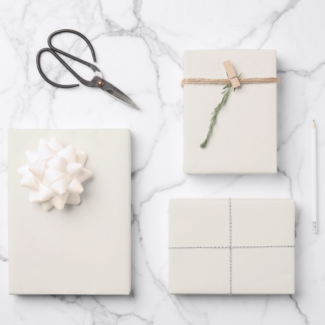 Creamy White Solid Color Geschenkpapier Set (Vorderseite)