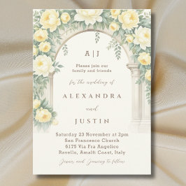 Crean Yellow Peony Rose Blumenstrauß Hochzeit Einladung
