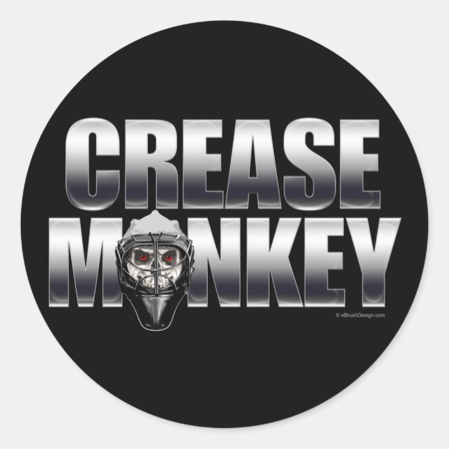 Crease Monkey (Hockey Goalie) Runder Aufkleber (Vorderseite)