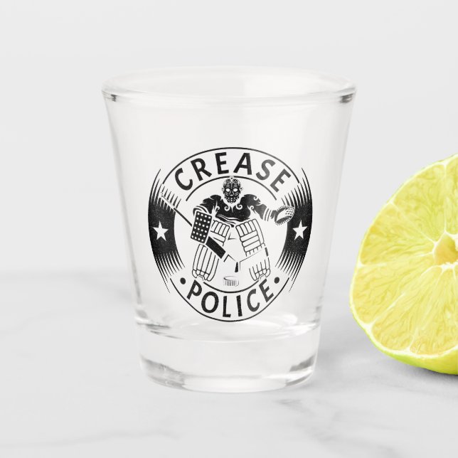 Crease Police Hockey Goalie Netminder Schnapsglas (Vorderseite)