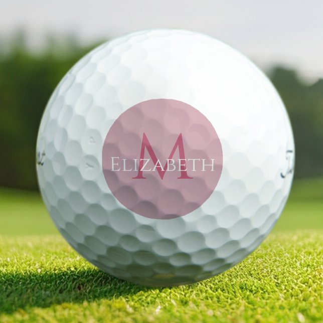 Create Monogram Name Initial Elegant Pink Golfball (Von Creator hochgeladen)