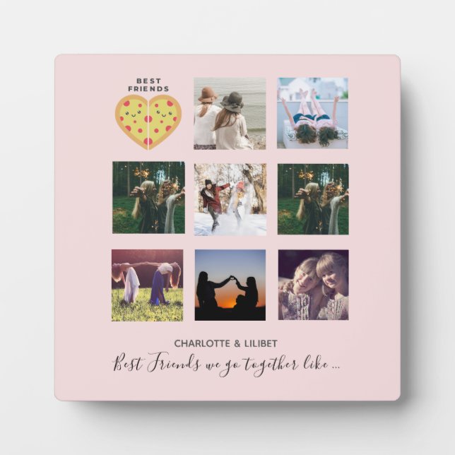 Create Own BFF Photo Collage Pizza Gift Fotoplatte (Vorderseite)