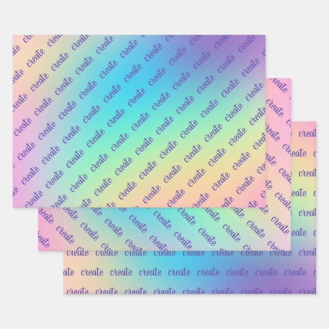 "Create" Pastel Rainbow Gradient Geschenkpapier Set (Set)