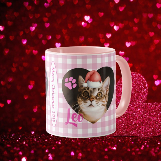 Create Your Cat 2 Photo Cute Typography Christmas  Tasse (Create Your Cat 2 Photo Cute Typography Christmas Mug )