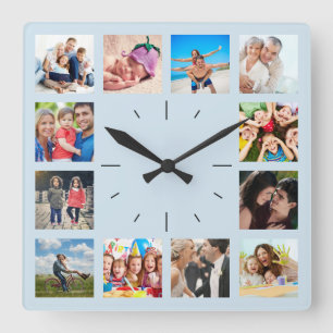 Create Your Custom 12 Foto Klebemories Blue Quadratische Wanduhr