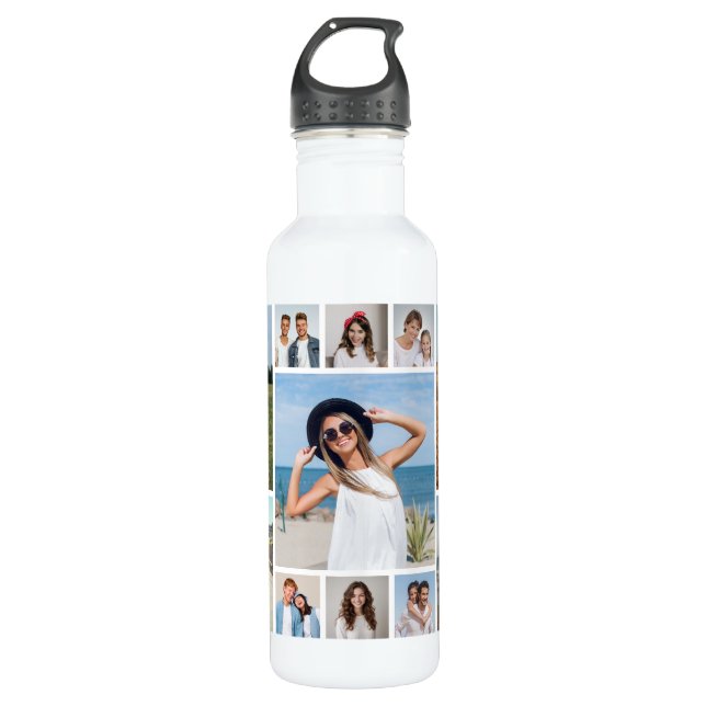 Create Your Own 11 Photo Collage Edelstahlflasche (Vorderseite)