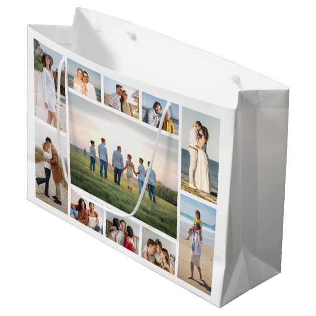 Create Your Own 11 Photo Collage Große Geschenktüte (Vorderseite Schrägansicht)