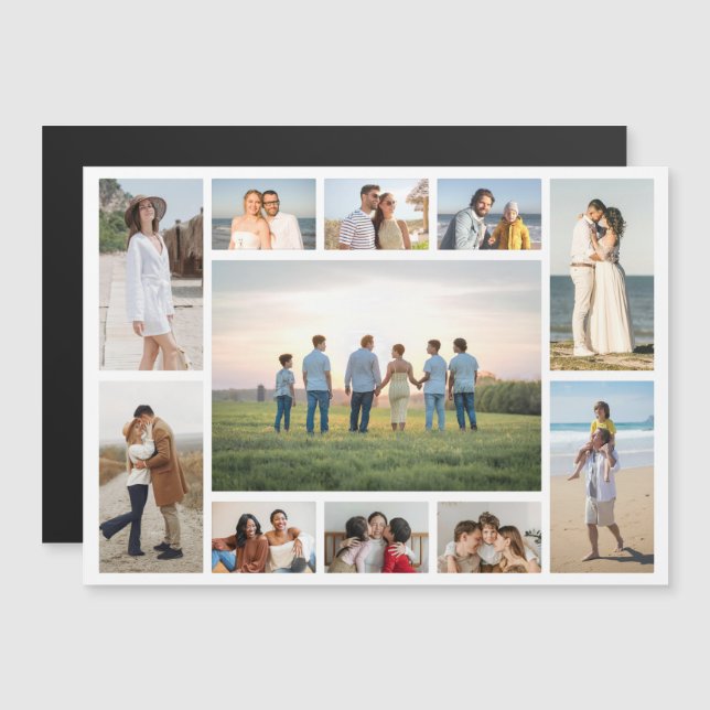 Create Your Own 11 Photo Collage Magnetic Card Magnetkarte (Vorne/Hinten)
