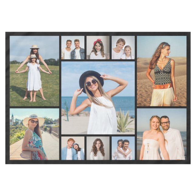 Create Your Own 11 Photo Collage Tischdecke (Vorderseite (Horizontal))