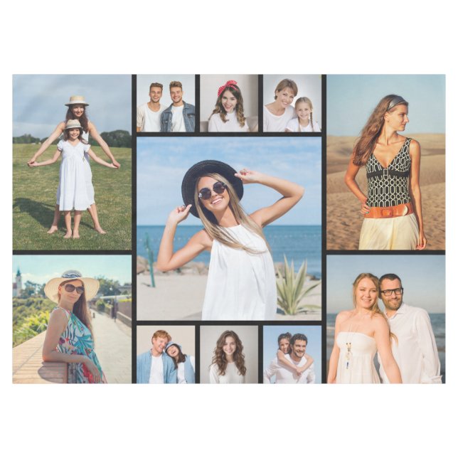 Create Your Own 11 Photo Collage Tischdecke (Vorderseite (Horizontal))