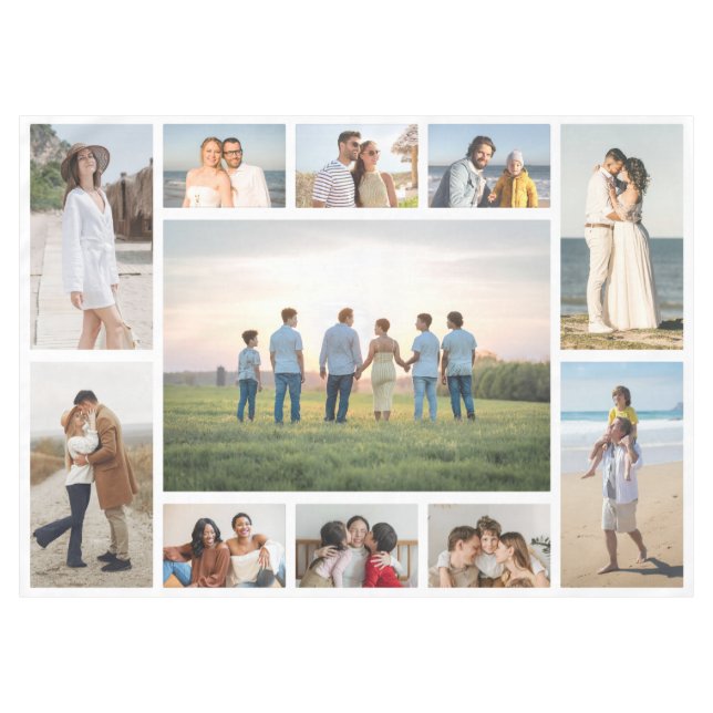 Create Your Own 11 Photo Collage Tischdecke (Vorderseite (Horizontal))