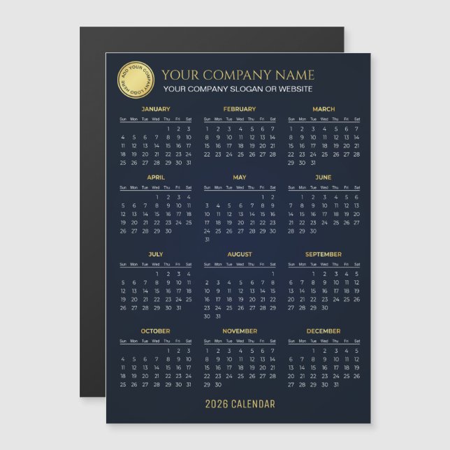 Create Your Own 2026 Company Calendar | Magnet (Vorne/Hinten)