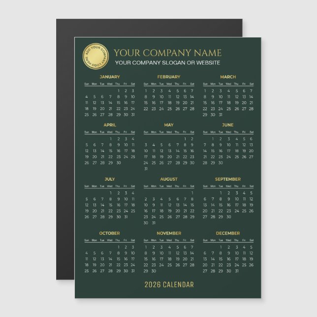 Create Your Own 2026 Company Calendar | Magnet (Vorne/Hinten)