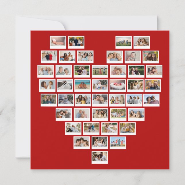Create Your Own 44 Photo Collage Red Heart Mitteilungskarte (Vorderseite)