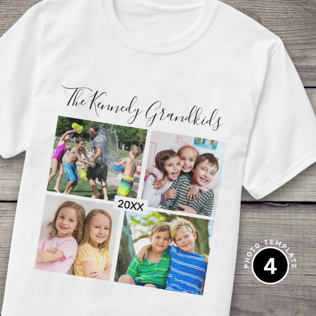 Create Your Own 4 Grandkids Photo Grandpararents T-Shirt (Von Creator hochgeladen)