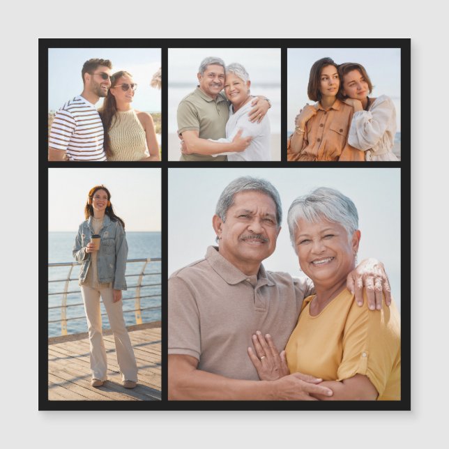 Create Your Own 5 Photo Collage Magnetic Card Magnetkarte (Vorderseite)