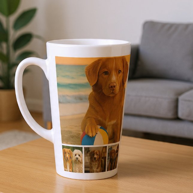 Create your own 7 photo collage personalized milchtasse (Create your own 7 photo collage personalized latte mug by Ricaso. Photo gift idea, ideal for anyone)