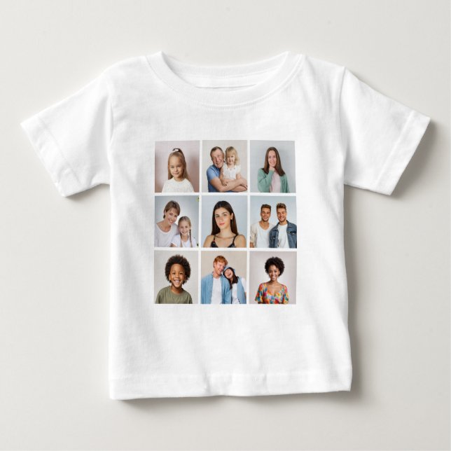 Create Your Own 9 Photo Collage Baby T-shirt (Vorderseite)