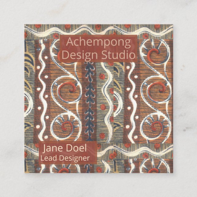 Create Your Own Achempong: Ornate | African Stripe Quadratische Visitenkarte (Vorderseite)