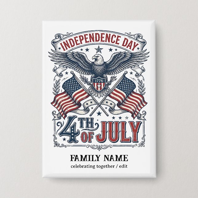 Create Your Own American Independence Day Sketched Button (Vorderseite)