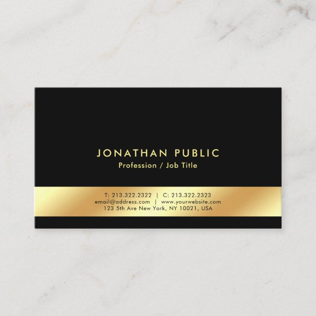 Create Your Own Black And Gold Elegant Modern Visitenkarte (Vorderseite)