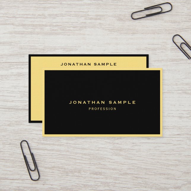 Create Your Own Black & Gold Elegant Luxury Linen Visitenkarte (Vorderseite/Rückseite Beispiel)
