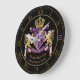 Create Your Own Coat of Arms Monogram Lion Emblem Große Wanduhr (Angle)
