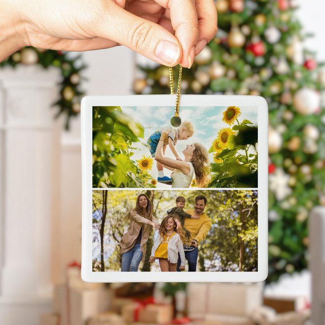 Create Your Own Custom 2 Photo Christmas Keramikornament (Von Creator hochgeladen)