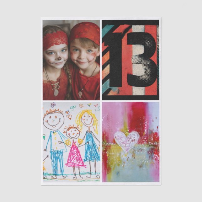 Create Your Own Custom 4 Photo Portrait Decoupage Seidenpapier (Vorderseite)