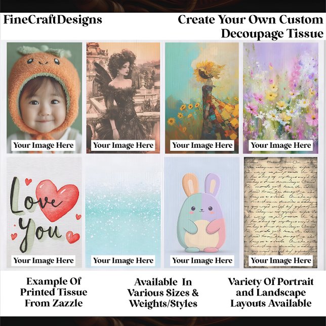 Create Your Own Custom 8 Photo Portrait Decoupage Seidenpapier (Von Creator hochgeladen)