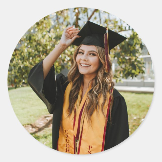 Create Your Own Custom Graduate Photo Runder Aufkleber (Vorderseite)