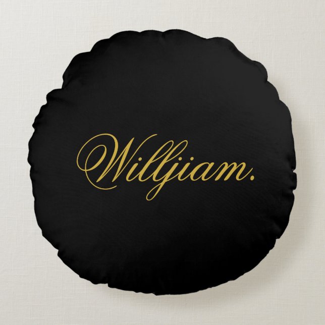 Create Your Own Custom Name on This Black Rundes Kissen (Vorderseite)