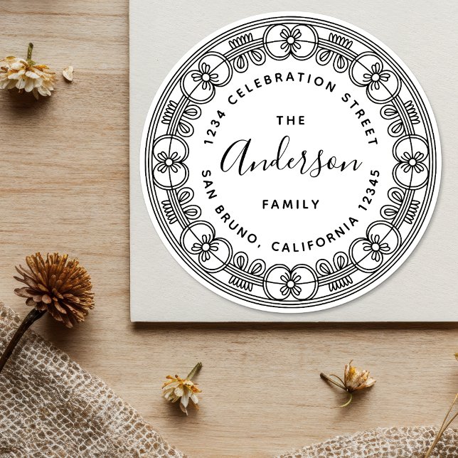 Create Your Own Custom Script Family Name Address Runder Aufkleber (Von Creator hochgeladen)
