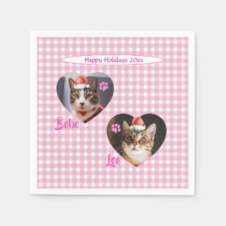Create Your Own Cute Cat 2 Photo Script Holiday Serviette
