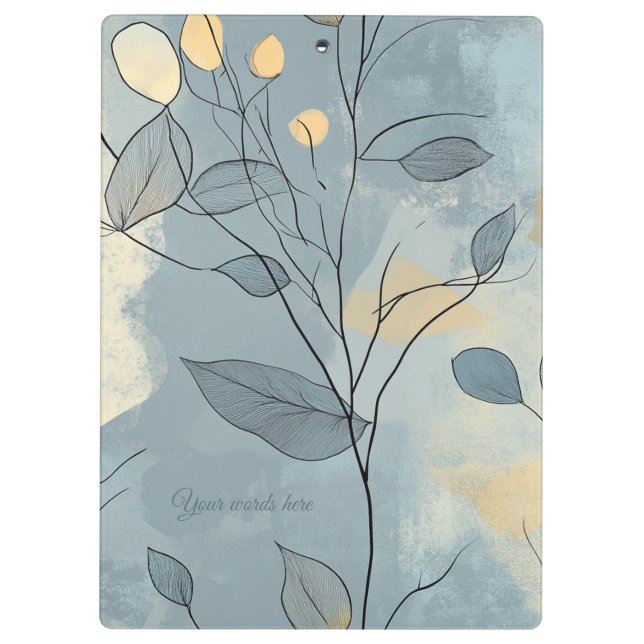 Create Your Own Deep Blue Floral Minimalist Klemmbrett (Rückseite)