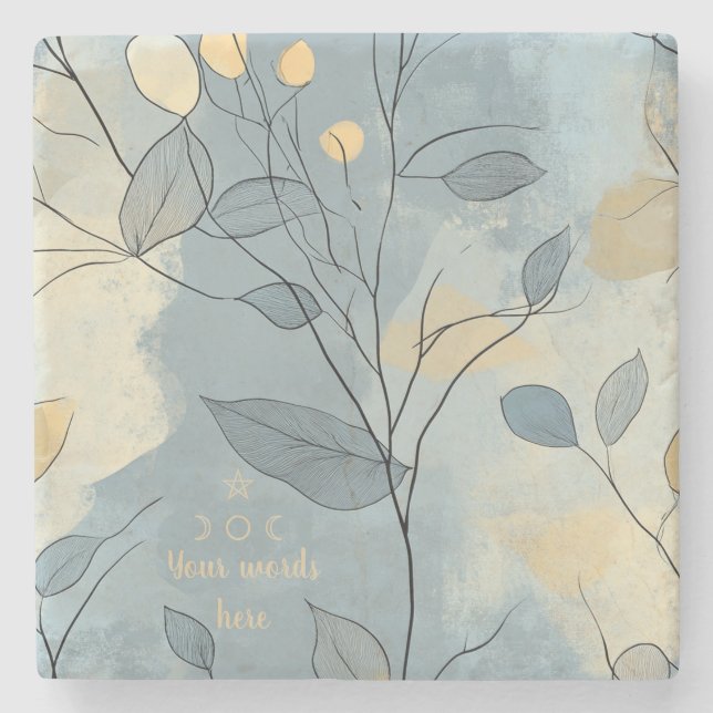 Create Your Own Deep Blue Floral Minimalist Steinuntersetzer (Vorderseite)