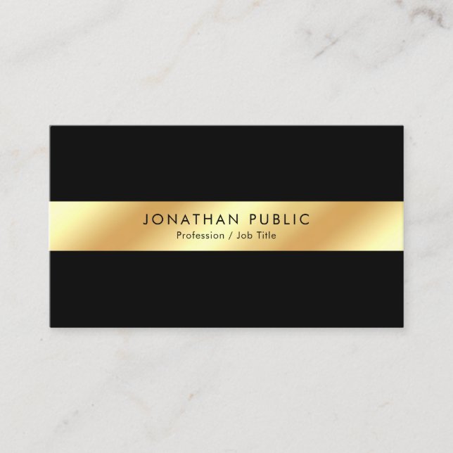 Create Your Own Elegant Black & Gold Template Visitenkarte (Vorderseite)