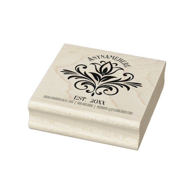 Create Your Own Elegant Calligraphy Tulip Logo Gummistempel (Stempel)