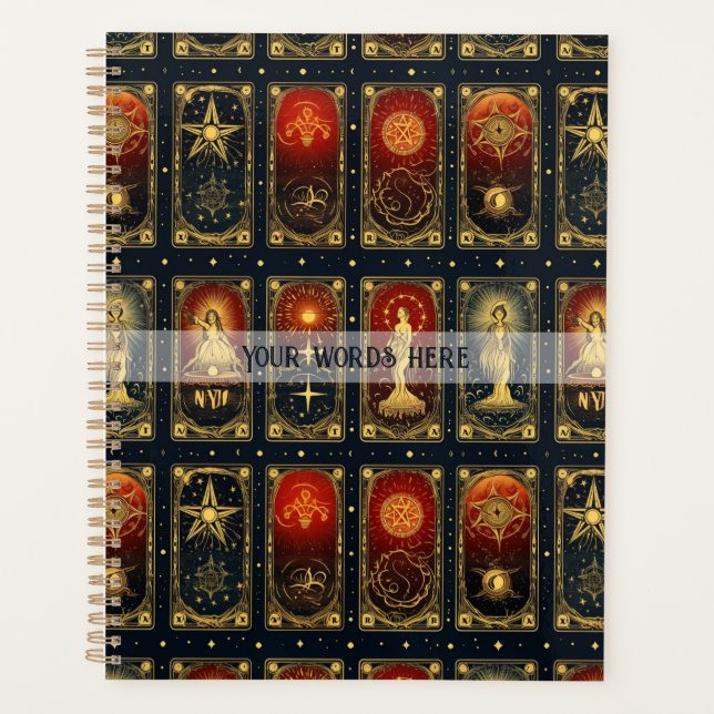 Create Your Own Elegant Red Gold Blue Tarot Planer (Vorderseite)