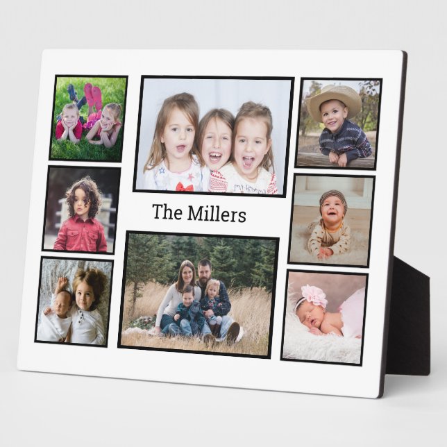 Create Your Own Family Name 8 Photo Collage White Fotoplatte (Seite)