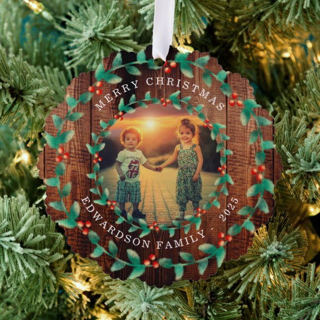 Create your own family photo personal Christmas Ornament Karte (Insitu (Baum))