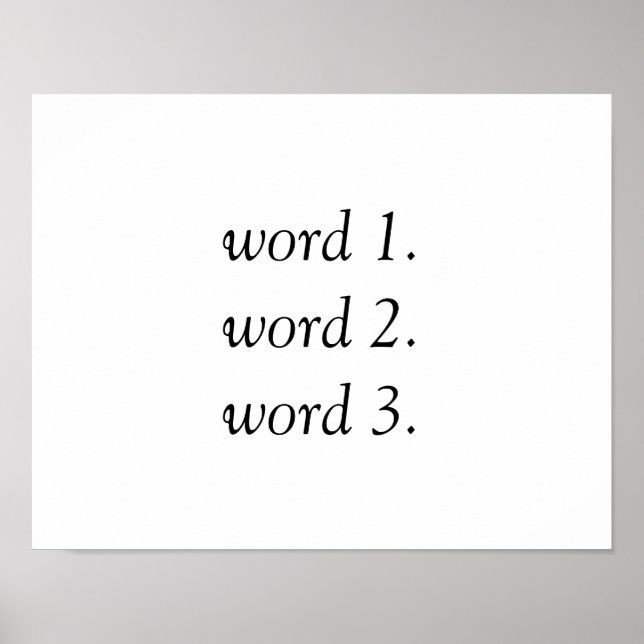 Create your own inspirational text in three words poster (Vorne)