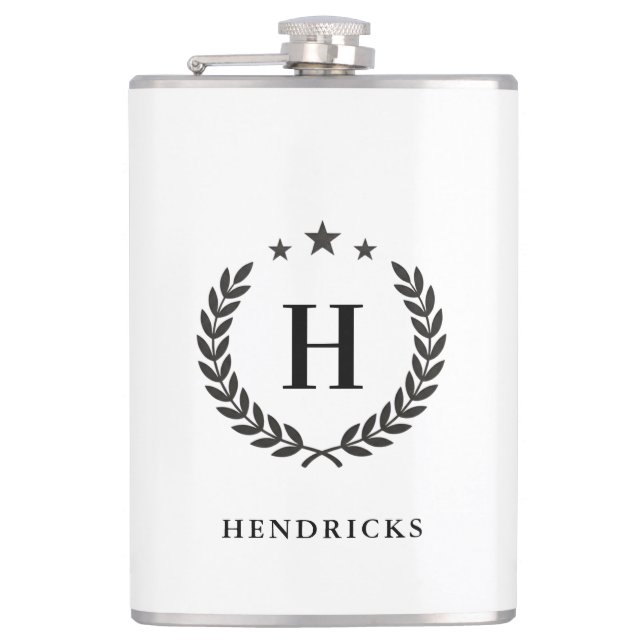 Create Your Own Intel Monogram With Laurel wreaths Flachmann (Vorderseite)