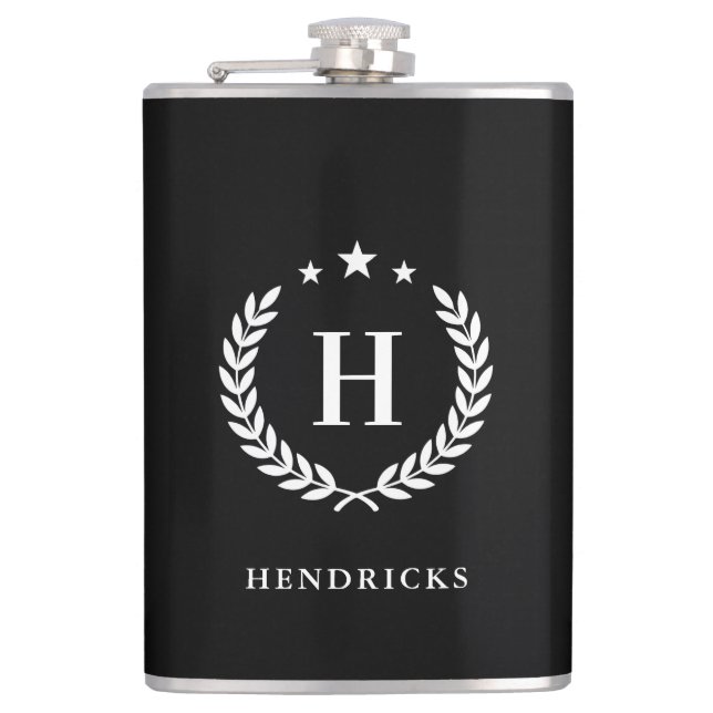 Create Your Own Intel Monogram With Laurel wreaths Flachmann (Vorderseite)