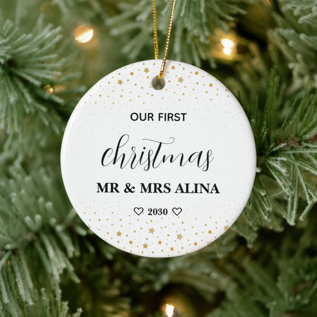 Create Your Own Our First Christmas Married Keramik Ornament (Baum)