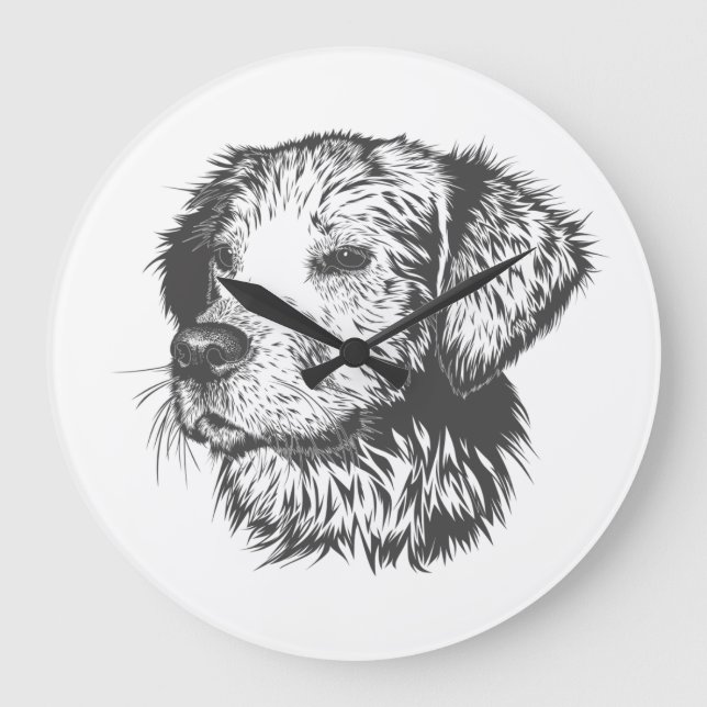 Create Your Own Pet Dog Customized Große Wanduhr (Vorderseite)