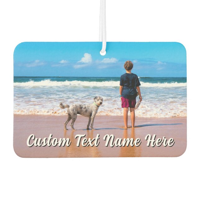 Create Your Own Pet Photo Air Freshener with Text Autolufterfrischer (Vorderseite)