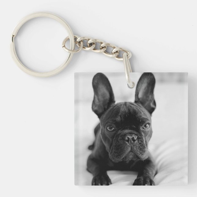 Create Your Own Pet Photo | Black and White Schlüsselanhänger (Vorderseite)