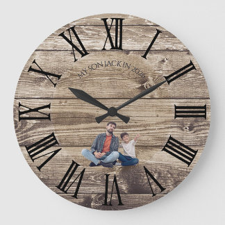 Create Your Own Photo Rustic Wood Clock Große Wanduhr