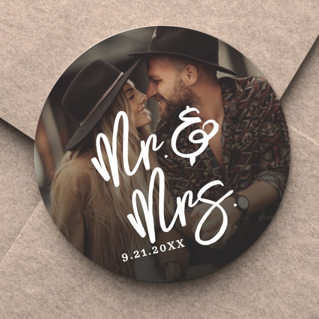 Create Your Own Photo Wedding Runder Aufkleber (Create Your Own Photo Wedding Classic Round Sticker)